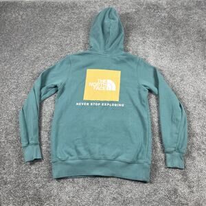 North Face Hoodie Womens Extra Small Sweatshirt Fleece Outdoors Teal Yellow
